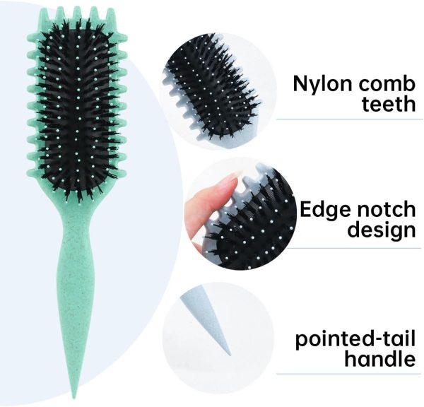 ECVV® Bounce Curl Define Styling Brush Premium Curly Hair Brush Wet Dry Detangler Essential Tool for Shaping Perfecting Your CurlsColor GREEN