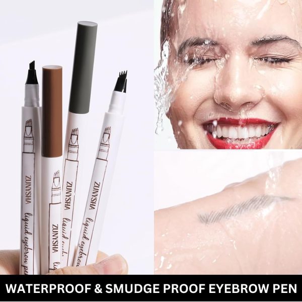 Eyebrow Pen Brown Waterproof Tattoo Pen For Eyebrow 4 Tips Fine Sketch Microblade Brow Pen Long Lasting Natural Looking Brows Smudge Proof Eyebrow Pencil Microblading Pen Chestnut 01