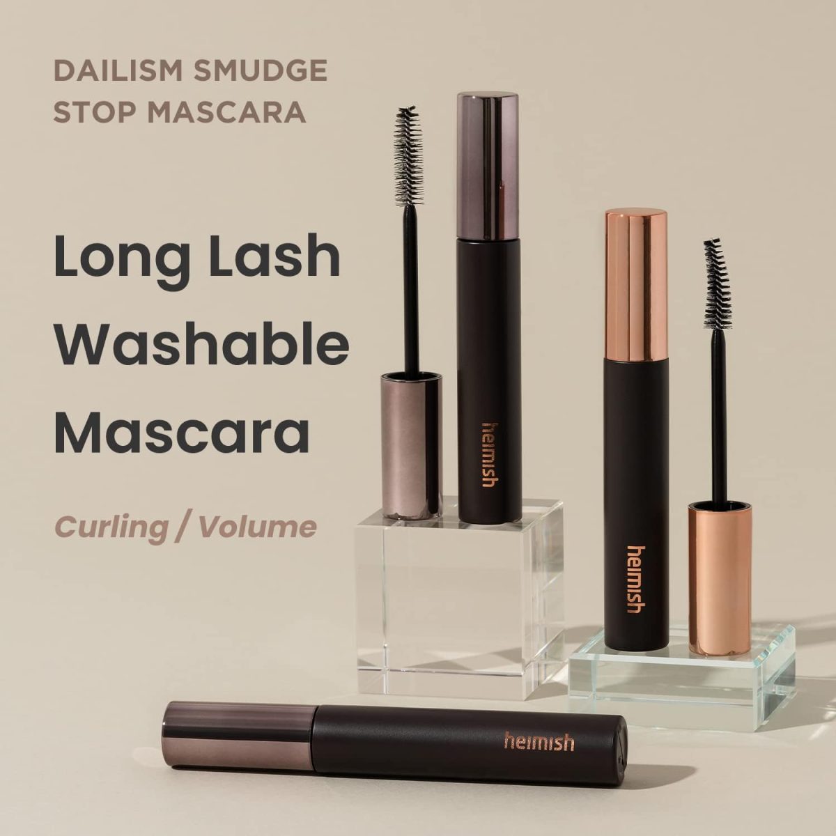 HEIMISH Dailism Smudge Stop Mascara 0.32 oz9 g Curling Non Smudge Curly Mascara Washable Non Clumping Waterproof Mascara for Eye Makeup Kbeauty