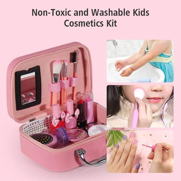 Morelian 20pcsset Girls Makeup Kit Real Kids Make Up Set Cosmetics Play Set Washable Safe with Carry Case for Little Girls Party Game Birthday Gift