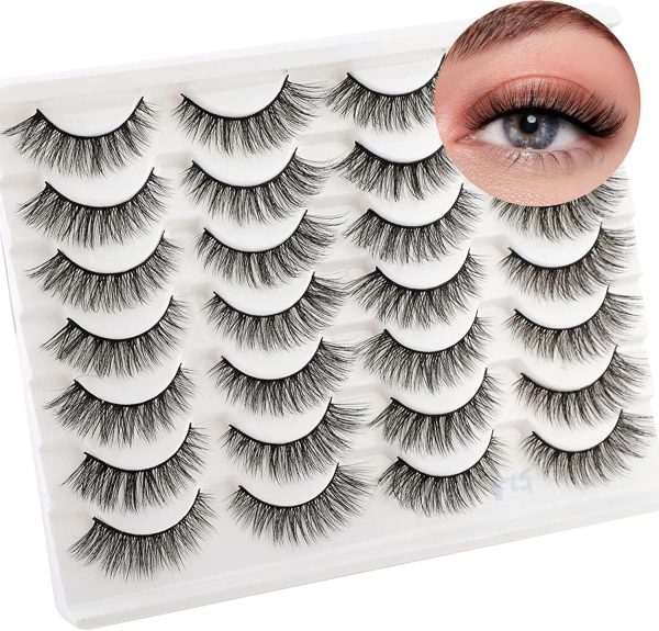 Newcally Lashes False Eyelashes Cat Eyes Wispy Natural Faux Mink Lashes 14 Pairs Pack Light Volume Short Fake Eye Lashes Multipack