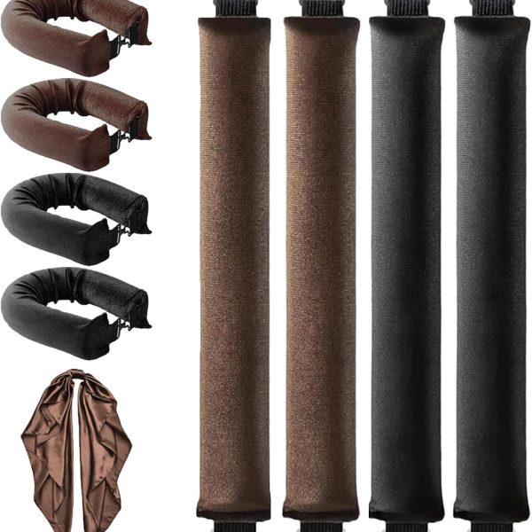 Nigwedete 4 Pcs Velvet Heatless Hair Curler Rod Soft Large