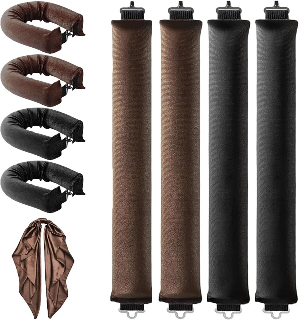 Nigwedete 4 Pcs Velvet Heatless Hair Curler Rod Soft Large