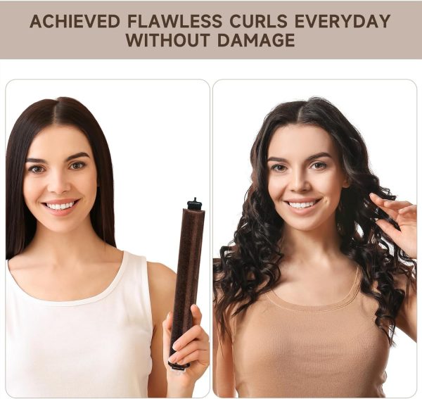 Nigwedete 4 Pcs Velvet Heatless Hair Curler Rod Soft Large Flexible Heatless Curling Rod for All Hairstyles Lazy No Heat Overnight Blowout Rods with Satin Headband for Women and Girls