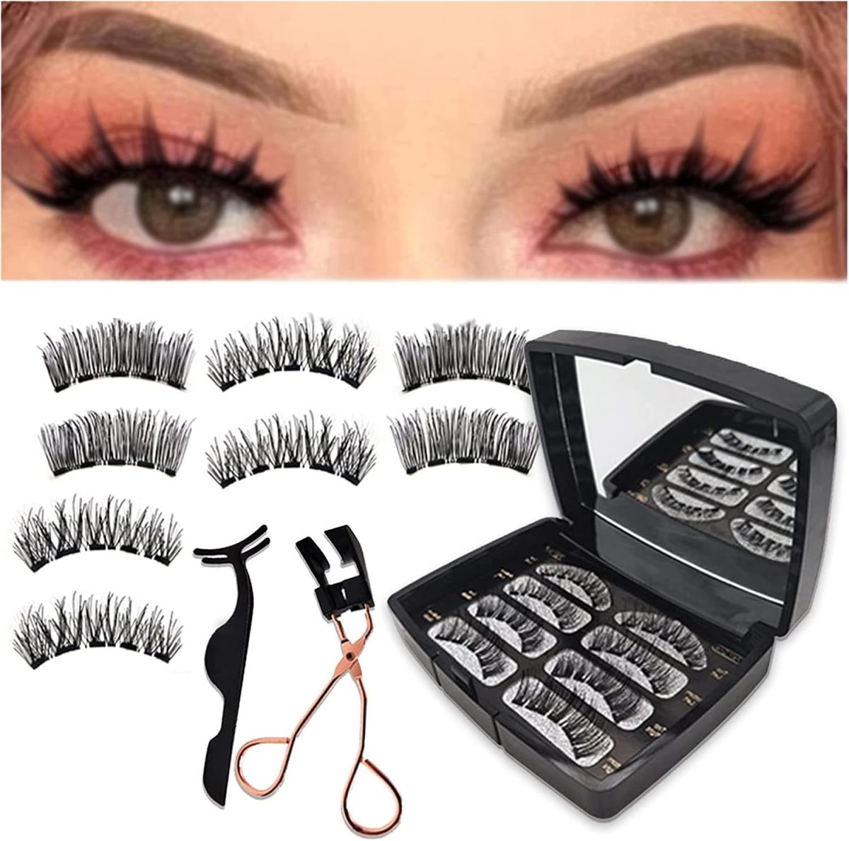 No Glue Magnetic Eyelashes Set Synthetic False Eyelashes Reusable Soft