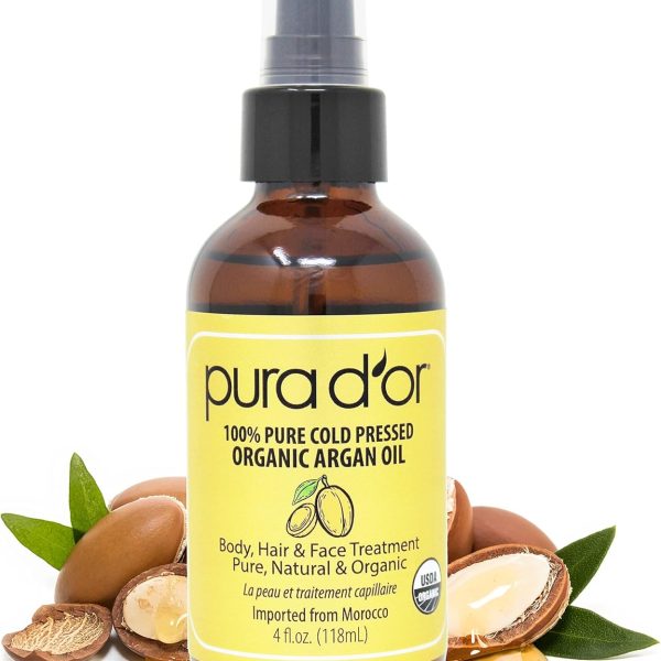 PURA DOR Organic Moroccan Argan Oil 4oz 118mL USDA