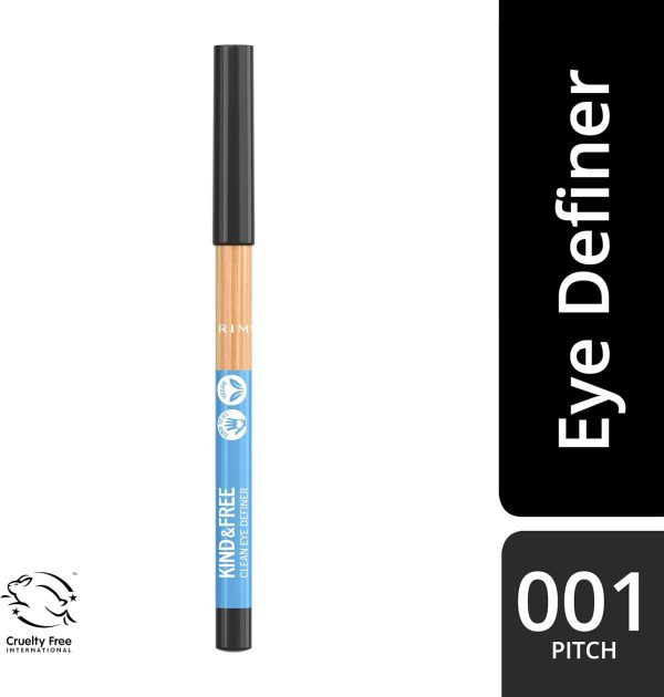 Rimmel London Kind Free Clean Eyeliner Pencil Creamy Texture Rich Colour Vegan Formula 001 Pitch 1.1g 0.04oz