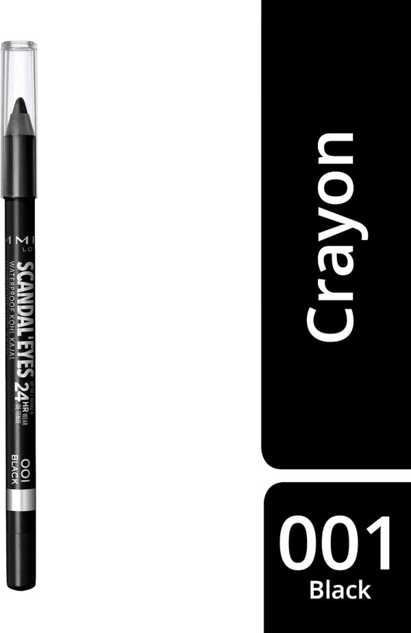 Rimmel London Scandaleyes Waterproof Kohl Kajal Pencil Eyeliner 01 Black 1.3g