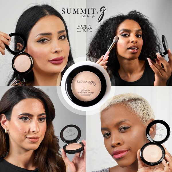 SUMMIT.g Pearl Lit Highlighter Powder intensely pigmented lightweight texture long lasting shimmer rich illuminates perfect for defining highlighting contouring face makeup Multi Tone