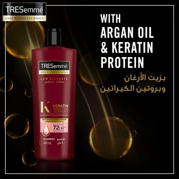 TRESEmme Keratin Smooth and Straight Shampoo with Argan Oil 400ml Pack of 2 TRESEMME Keratin Smooth and Straight Conditioner 400ml Pack of 2