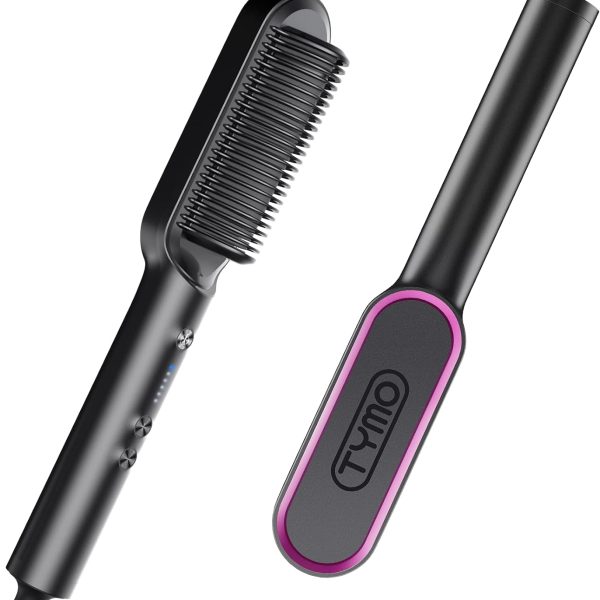 TYMO Hair Straightener Brush Hair Iron with Built in Comb Tourmaline