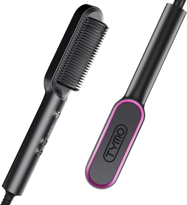 TYMO Hair Straightener Brush Hair Iron with Built in Comb Tourmaline