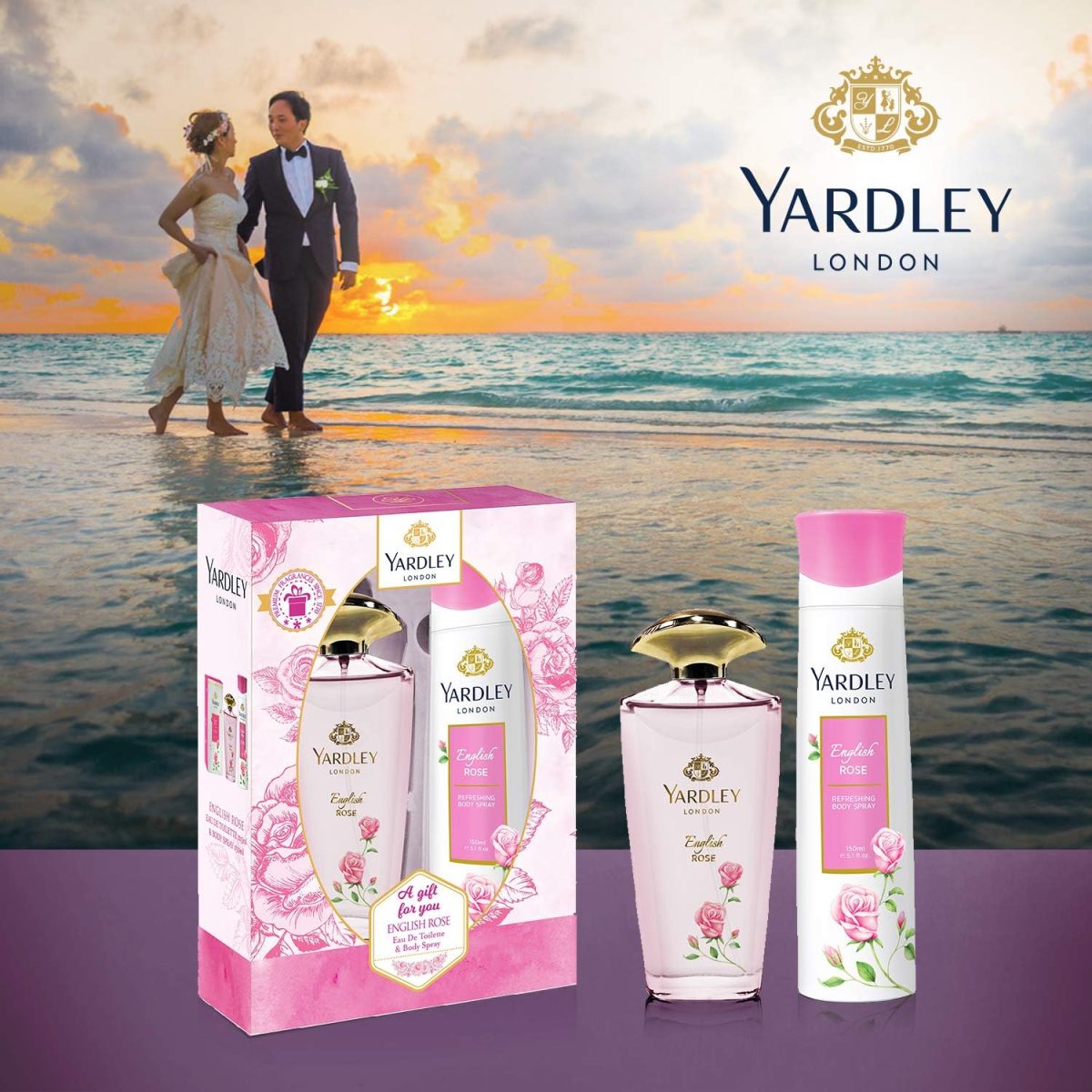 Yardley London English Rose Perfumed Gift Set For Women Eau De Toilette 125 ml Body Spray 150 ml