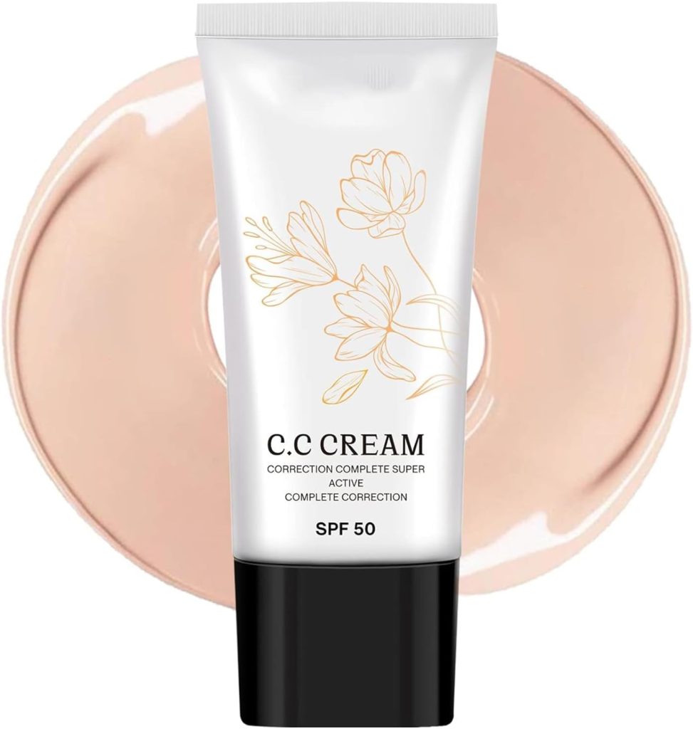 ChicAbode Continuous Correction Tone-Evening CC Cream Foundation SPF 50+, Makeup Primer, Full Coverage Foundation Makeup & Color Corrector, Oil-Free Cc Cream for Mature Skin - Natural Finish