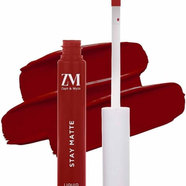 ZM Zayn & Myza Stay Matte Transfer-proof Lip Color | Matte Texture | Liquid Lipstick | Waterproof and Smudgeproof | Cruelty-free and Halal - 6ml (Blood Shot)