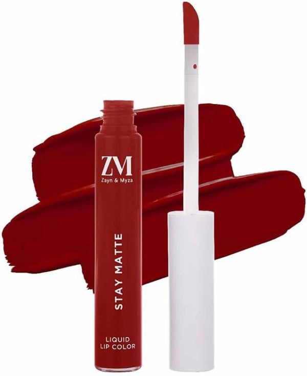 ZM Zayn & Myza Stay Matte Transfer-proof Lip Color | Matte Texture | Liquid Lipstick | Waterproof and Smudgeproof | Cruelty-free and Halal - 6ml (Blood Shot)