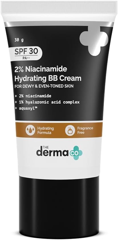 The Derma Co 2% Niacinamide Hydrating Bb Cream With 1% Hyaluronic Acid Complex & Aquaxyl, Medium, Matte, All Skin Type - 30 Gm |03 - Warm Beige