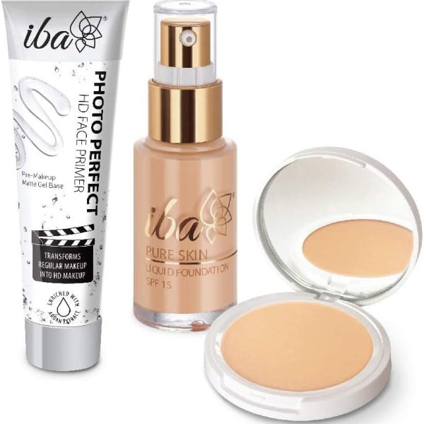 Iba Primer + Foundation + Compact Combo (Golden Beige)