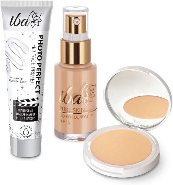 Iba Primer + Foundation + Compact Combo (Golden Beige)