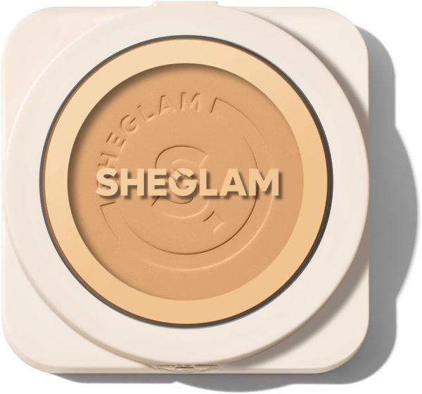 SHEGLAM SKin-Focus Full Coverage Powder Foundation Oil-Control Lightweight Face Pressed Powder Makeup-Sand