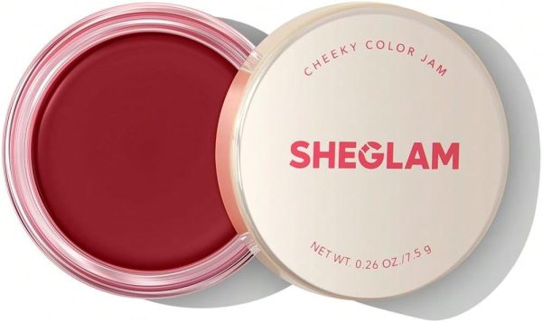 SHEGLAM- Cheeky Color Jam- Multi-Use Cream Blush Lip Cream Matte Highly Pigmented Natural Blush Powder Face Makeup Red Blush (SCARLET SUNSET)