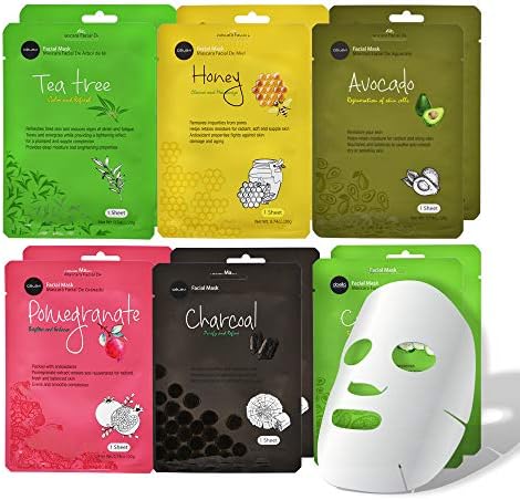 Celavi Cosmetics Essence Facial Face Mask Paper Sheet Korea Skin Care Moisturizing 12 Pack (Mix - 2 of Each)