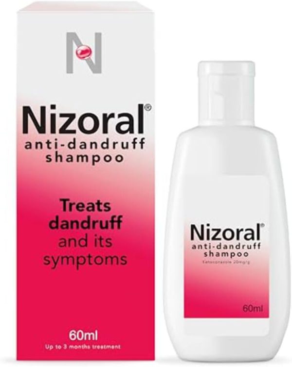 Nizoral Anti Dandruff Shampoo, Perfect for Dry Flaky and Itchy Scalp - 60 ml