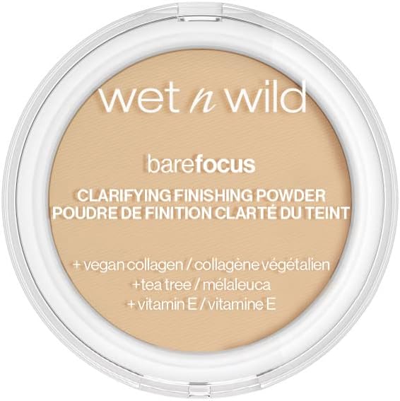 Wet n Wild, Bare Focus, Makeup Clarifying and Finishing Powder, Translucent and Matte for a Flawless Makeup Base, Long-Lasting, with Hyaluronic Acid and Vitamin E, for Light/Medium Skin Tones