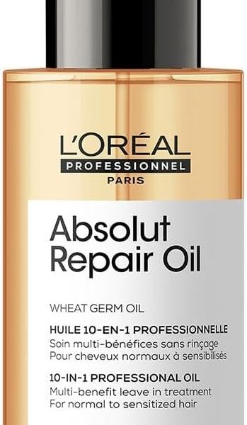 L’Oréal Professionnel | Absolut Repair Oil multi-benefit leave in treatment | For dry and damaged hair | | Repairs & Hydrates Dry, Damaged Hair | With Protein and Gold Quinoa | SERIE EXPERT | 90ml