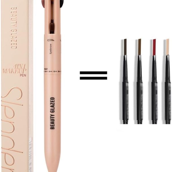 Azonee 4 Colors Multi-Function Makeup Pen - Eyebrow Pencil, Eyeliner, Lip Liner & Highlighter - Multifunctional Makeup Pencil, Portable Beauty Cosmetics Set, Suitable for Travel Cosmetics