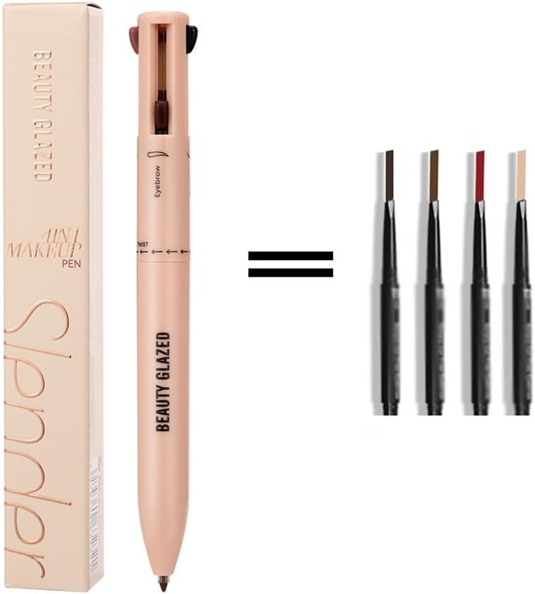 Azonee 4 Colors Multi-Function Makeup Pen - Eyebrow Pencil, Eyeliner, Lip Liner & Highlighter - Multifunctional Makeup Pencil, Portable Beauty Cosmetics Set, Suitable for Travel Cosmetics