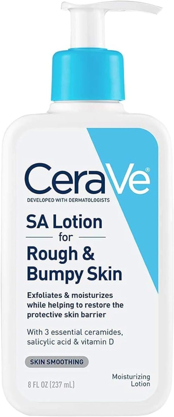 CeraVe SA Lotion for Rough & Bumpy Skin | Vitamin D, Hyaluronic Acid, Lactic Acid & Salicylic Acid Lotion | Fragrance Free & Allergy Tested | 8 Ounce