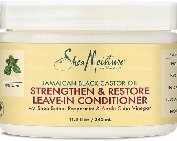 Shea Moisture Jamaican Black Castor Oil Strengthen & Restore Leave-In Conditioner w/ Shea Butter, Peppermint & Apple Cider Vinegar 11.5 oz (340ml)