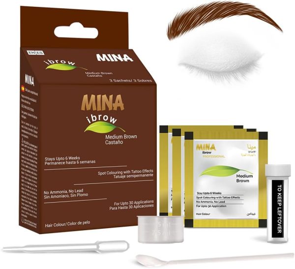 MINA Eyebrow Henna for Eyebrow Color and Tinting kit- Dark Brown - Parent (MEDIUM BROWN)