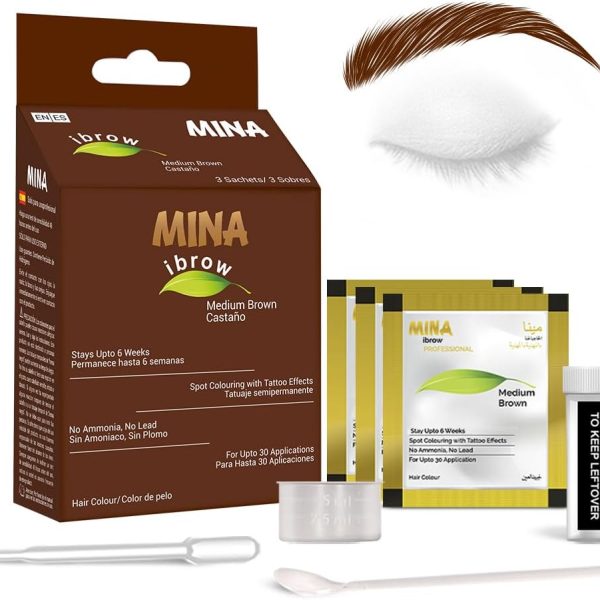 MINA Eyebrow Henna for Eyebrow Color and Tinting kit- Dark Brown - Parent (MEDIUM BROWN)