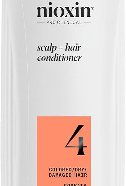 Nioxin System 4 Scalp + Hair Conditioner - Hair Thickening Conditioner for Damaged Hair with Progressed Thinning, 10 fl oz (Packaging May Vary)