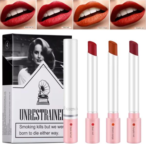 NIKITA.VIVI - 4 Colors Matte Cigarette Lipstick Set | Colorful Cigarette Lipstick Lip Tint Stain Set |Tube Cigarette Lipstick Lip stain Lip Gloss Long Lasting 24 hours Waterproof Matte Velvet Lipstick