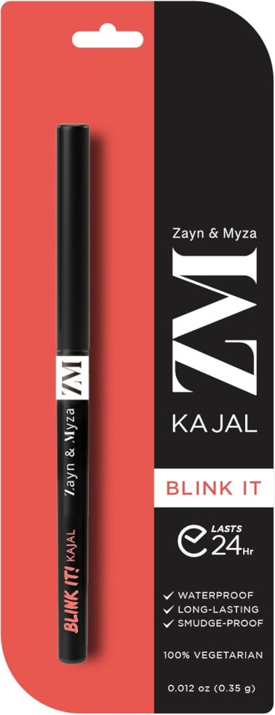 Zayn & Myza - Blink It! Kajal Liquid Eyeliner 24 Hours Long-Lasting Formula Waterproof Smudgeproof Easy Liner One Stroke Application Intense Jet Black Finish Halal Vegetarian and Chemical-Free - 3 ml