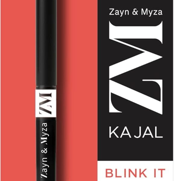 Zayn & Myza - Blink It! Kajal Liquid Eyeliner 24 Hours Long-Lasting Formula Waterproof Smudgeproof Easy Liner One Stroke Application Intense Jet Black Finish Halal Vegetarian and Chemical-Free - 3 ml