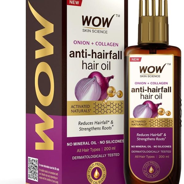 WOW Skin Science Onion Hair Oil for Hair Growth and Hair Fall Control - With Black Seed Oil Extracts - with COMB APPLICATOR - 200 ml