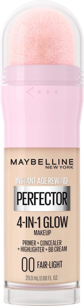 Maybelline New York Instant Age Rewind Instant Perfector 4-In-1 Glow Makeup - Primer, Concealer, Highlighter and BB Cream in 1, Fair/Light, 0.68 fl oz