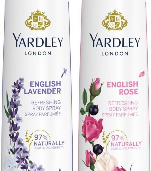 Yardley London Lavender and Rose Body Spray (Twin Pack, 150ml Each)