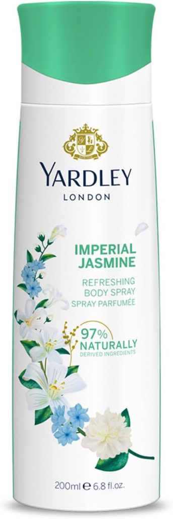 Yardley London Imperial Jasmine Body Spray For Women, Floral Scent With Jasmine And Orange Blossom Fragrance, 200 Ml