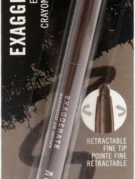 Rimmel London Exaggerate Waterproof Eye Definer Eyeliner, Highly Pigmented, Long-Wearing, Built-In Smudger, 212, Rich Brown, 0.01oz