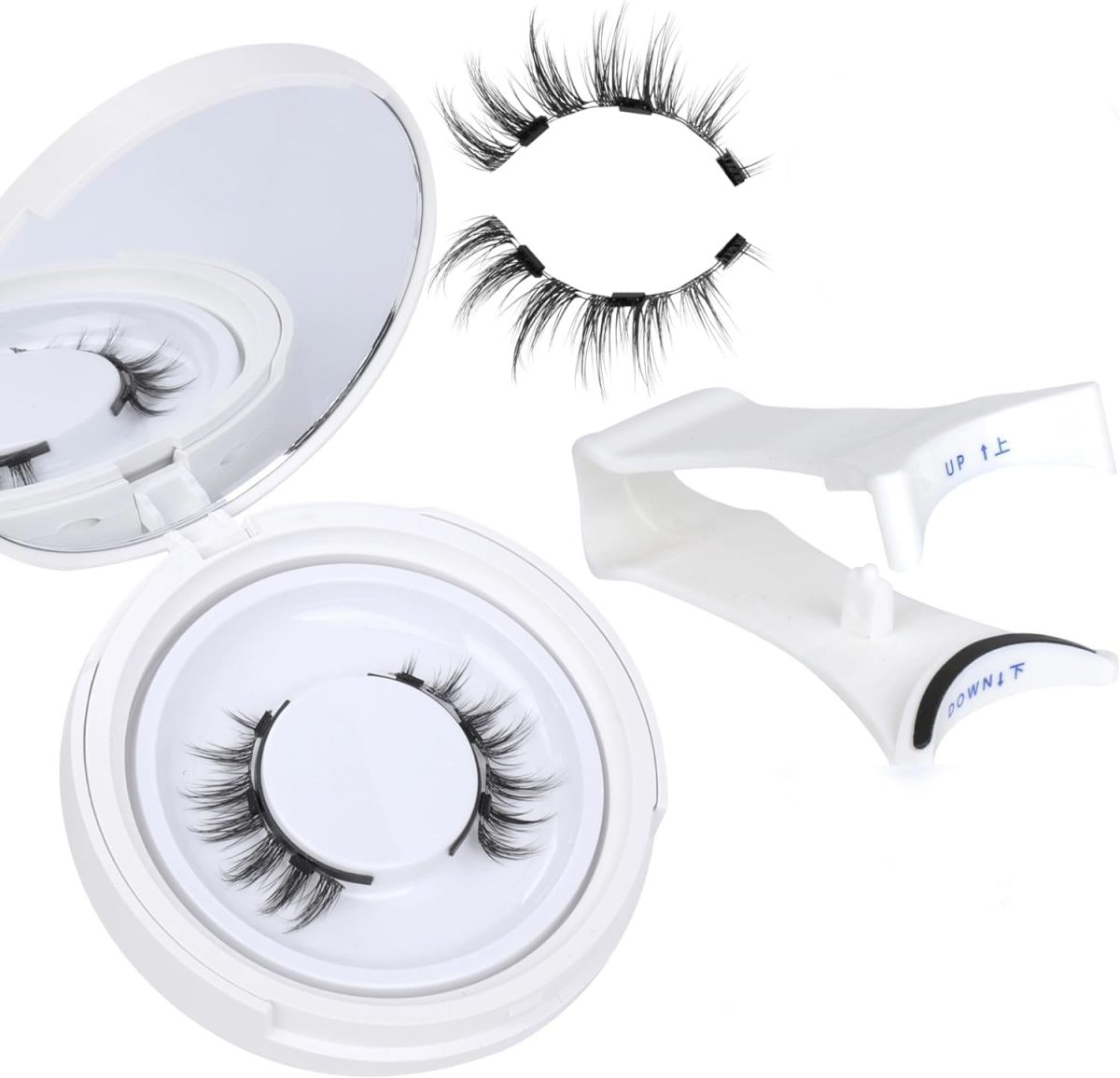 DISXKAER Natural Magnetic Eyelashes - Reusable Magnetic Lashes Kit with Applicator for a Wispy False Eyelashes Look, No Glue or Liner Needed (1 Pair)