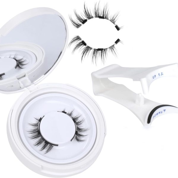 DISXKAER Natural Magnetic Eyelashes - Reusable Magnetic Lashes Kit with Applicator for a Wispy False Eyelashes Look, No Glue or Liner Needed (1 Pair)