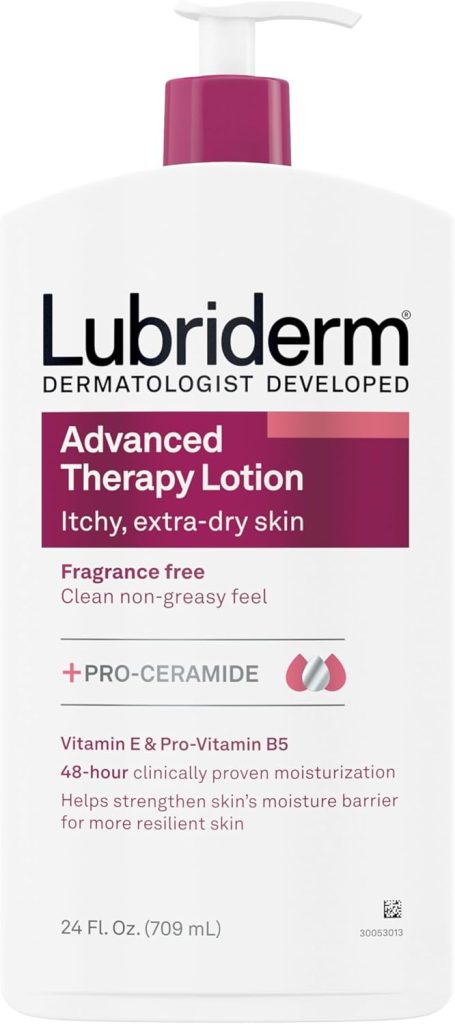 Lubriderm Advanced Therapy Moisturizing Lotion with Vitamins E and B5, Deep Hydration for Extra Dry Skin, Non-Greasy Formula, 24 fl. oz (Pack of 3)