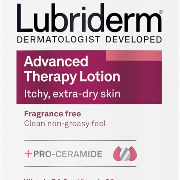 Lubriderm Advanced Therapy Moisturizing Lotion with Vitamins E and B5, Deep Hydration for Extra Dry Skin, Non-Greasy Formula, 24 fl. oz (Pack of 3)