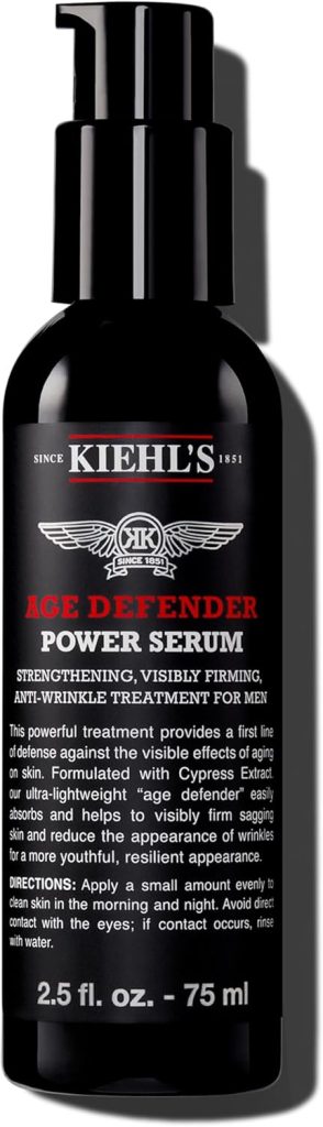 Kiehl's Age Defender Power Face Serum, Anti-Aging Firming Facial Serum for Men, Reduces Look of Fine Lines & Wrinkles, Quick-Absorbing, Lightweight, with Cypress Extract & Adenosine - 2.5 fl oz