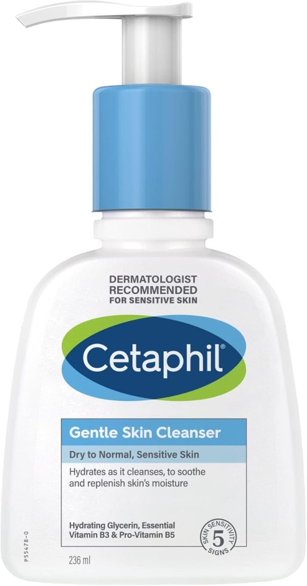 Cetaphil Gentle Skin Cleanser, Face & Body Wash for Dry to Normal, Sensitive Skin, Unscented, 236ml